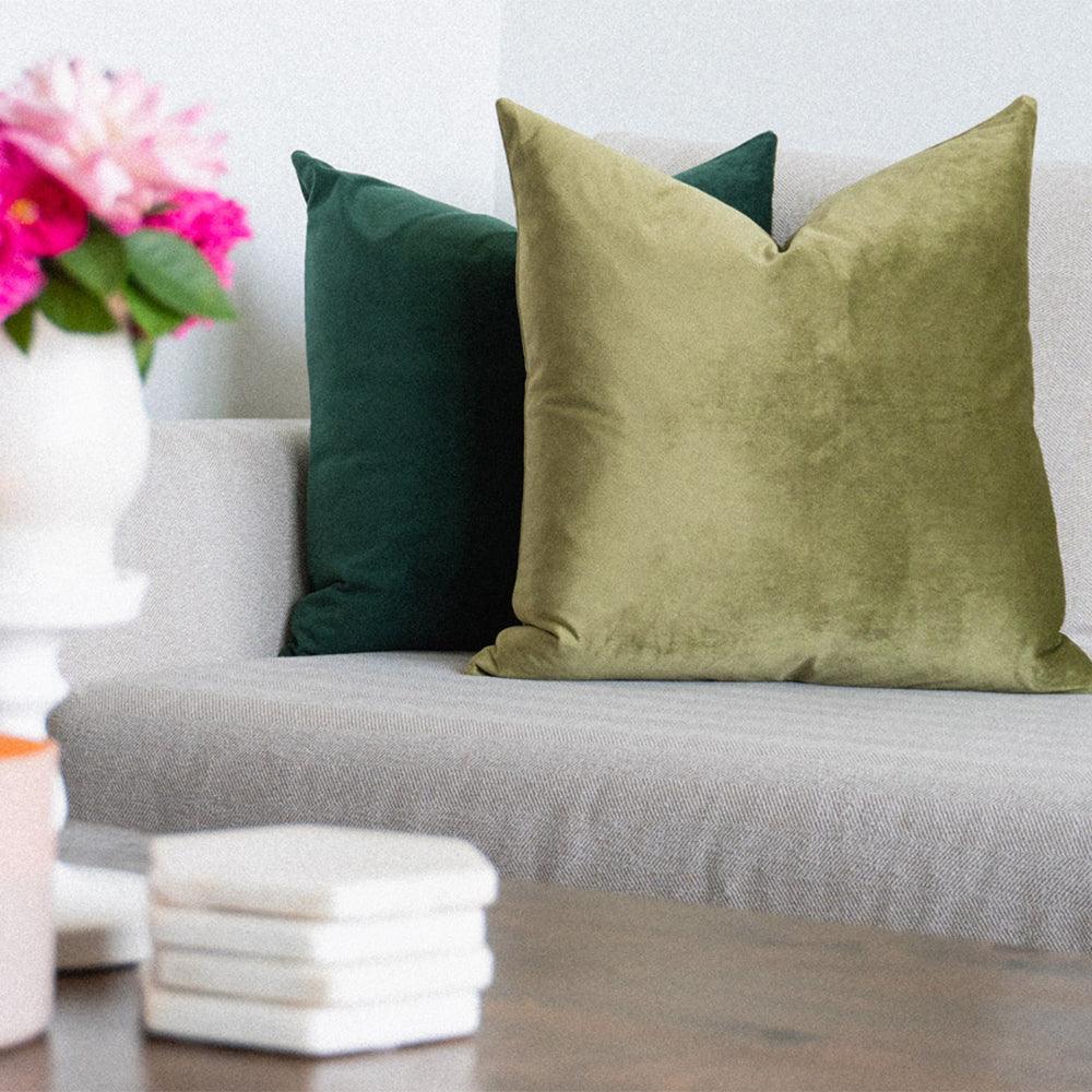 Olive Green Velvet Pillows Cover - Iryano Collection Inc