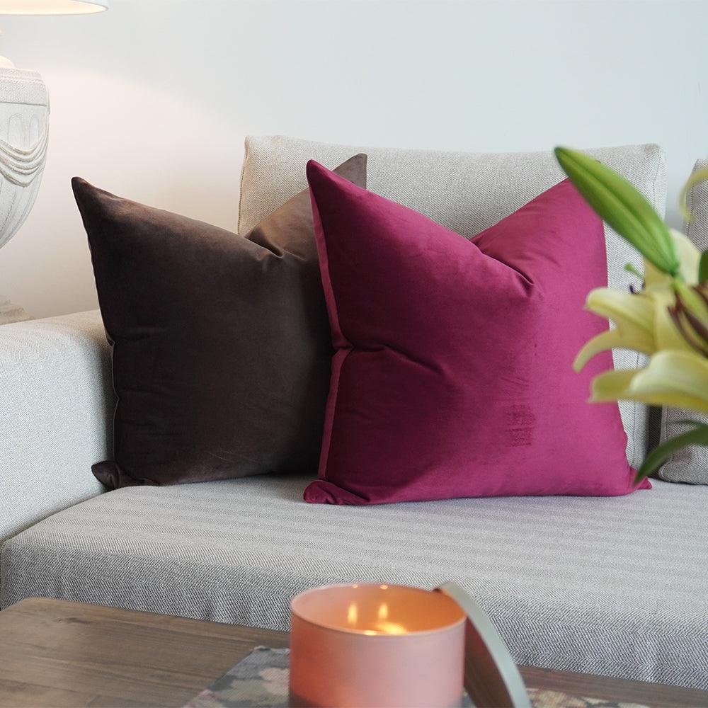 Umber Brown Velvet Pillows Cover - Iryano Collection Inc