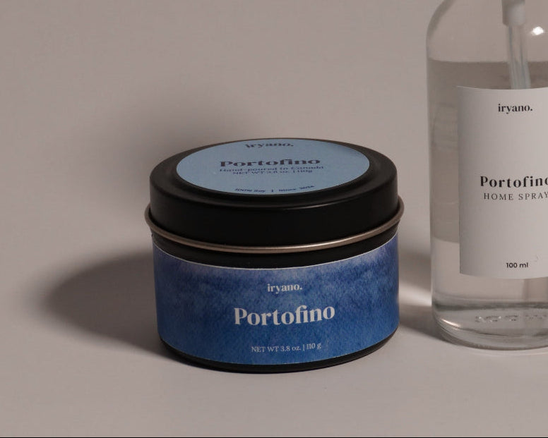 Two Portofino products, a jar and a bottle, on a plain background